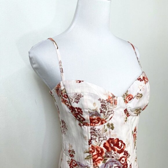 BROCK COLLECTION X H&M WHITE BURGUNDY FLORAL BUSTIER MINI DRESS - S - Picture 5 of 10